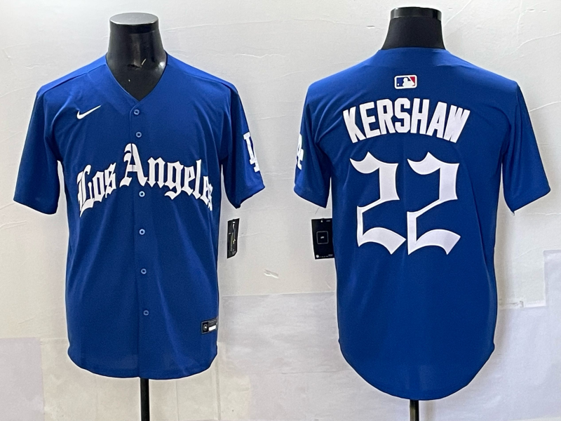 Men Los Angeles Dodgers #22 Kershaw Blue 2025 Nike MLB Jersey style 004
